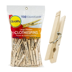 CLOTHESPINS WOODEN, LARGE  100CT