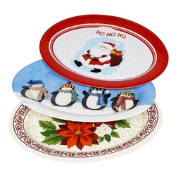 CHRISTMAS PLATTER 17.75" OVAL, MELAMINE