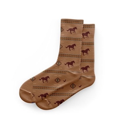 SOCKS--GEO HORSES-TAN