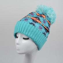 KNIT BEANIE (SUBLIMATION PRINTED)- W/POM-MINT