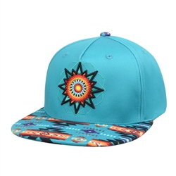 HAT, EMBROIDERED STAR DESIGN, TURQ