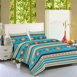 SHEET SET QUEEN SIZE, TURQUOISE-17426 DESIGN