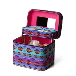 COSMETIC BAG WITH MIRROR, 2 LEVEL, PURPLE MINT