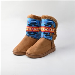 LADIES WINTER BOOTS--BROWN/BLUE