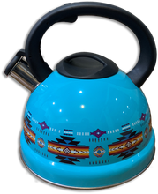 TEA KETTLE,3L,  S/S, SOUTHWEST DESIGN--BLUE