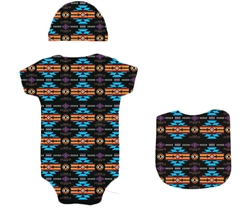 BABY ONESIE SET, 3PC--0-6 MONTH-BLACK