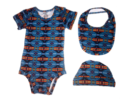 BABY ONESIE SET, 3PC--0-6 MONTH-BLUE