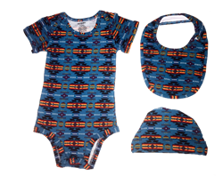 BABY ONESIE SET, 3PC--12 MONTH--BLUE