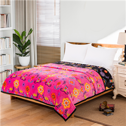 NATIVE FLORAL QUEEN BLANKET, REVERSIBLE (76