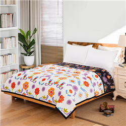 NATIVE FLORAL QUEEN BLANKET, REVERSIBLE (76