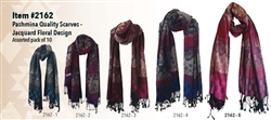 PASHMINA SCARF, JACQUARD FLORAL DESIGN, ASST COLORS