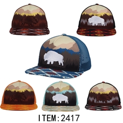 BUFFALO SCENE EMBROIDERED HAT