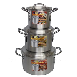 ALUM STOCK POTS, 3PC--(2, 3.5, 5.5 QT)