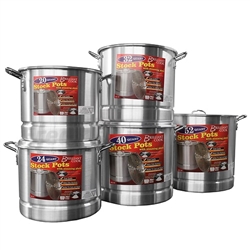 ALUMINUM STEAMER POT SET 5PC, (20,24,32,40,52QTS)