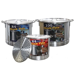 ALUM STEAMER POTS 3PC  X-X-LG  (64-84-100 QT) BIG!!