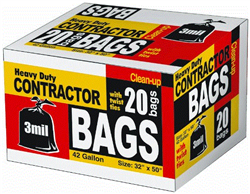 CONTRACTOR BAGS 42-GALLON, (20/BOX)